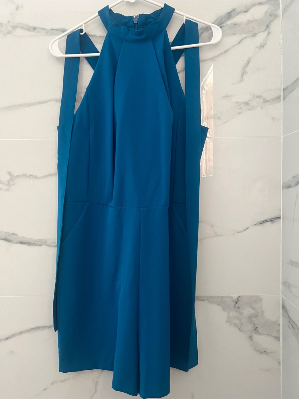 New York & Company Teal Mini Shorts Romper